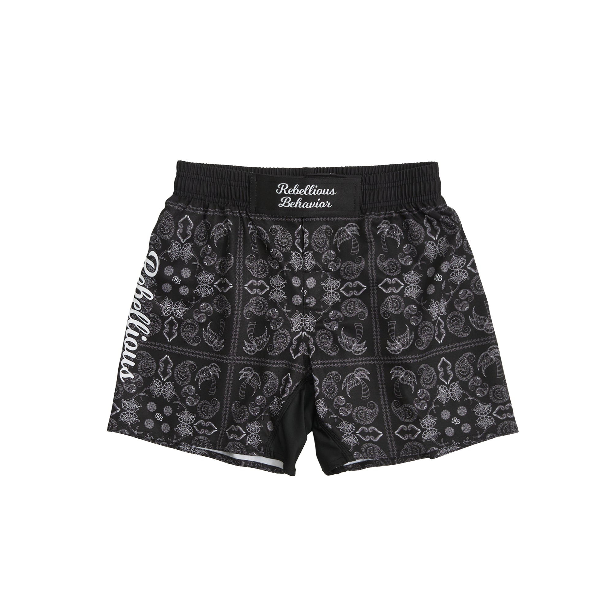 REBELLIOUS BEHAVIOR レベリアスビヘイビア ファイトショーツ RBLS PAISLEY FIGHT SHORTS – REBELLIOUS BEHAVIOR